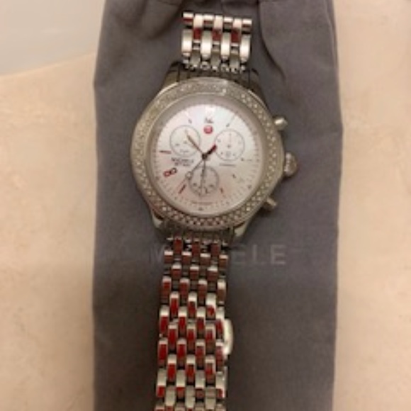 Authentic Michele Jetway Chronograph Diamond Wrist Watch for Women - Picture 2 of 9